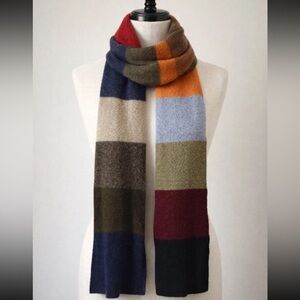 Gap Color Block Knit Winter Scarf Unisex Multicolor Ribbed 75” Long Lambs Wool